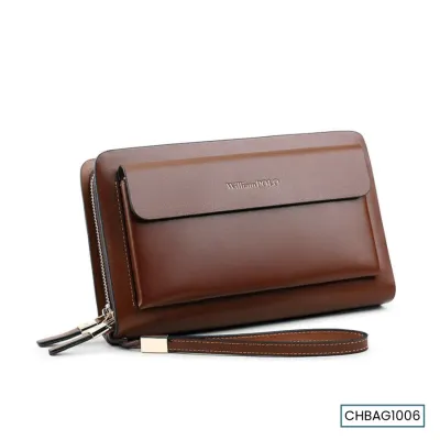 ZIPPER BROWN BUSINESS HAND BAG